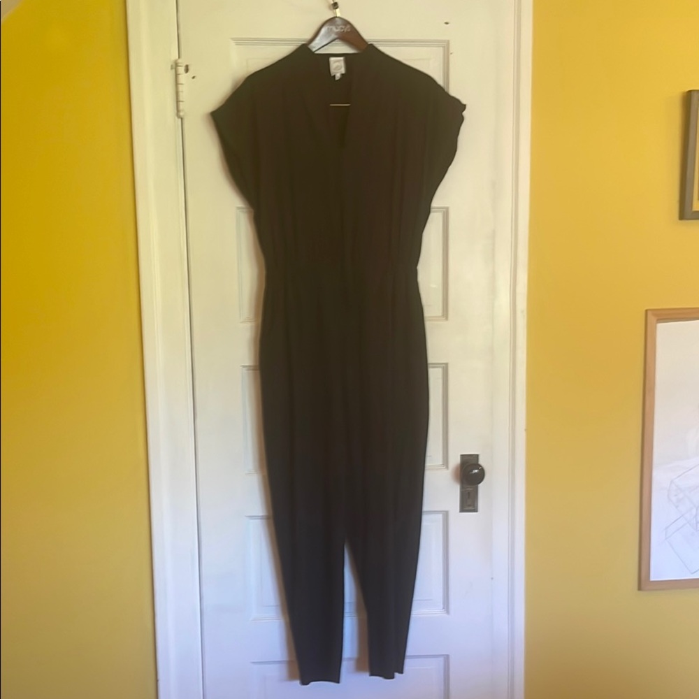 Black Linen Zippered Jumpsuit